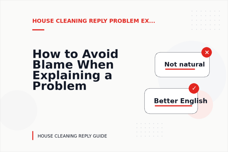 How to Avoid Blame When Explaining a Problem in House Cleaning Reply English How to Avoid Blame When Explaining a Problem in House Cleaning Reply English
